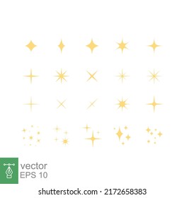 Yellow, gold, orange sparkles symbols vector. The set of original vector stars sparkle icon. Bright firework, decoration twinkle, shiny flash. Glowing light effect stars and bursts collection. Vector