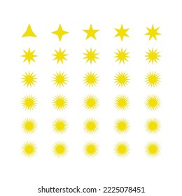 Yellow, gold, orange sparkles symbols vector. The set of original vector stars sparkle icon.