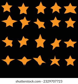 Yellow, gold, orange sparkles symbols vector. The set of original vector stars sparkle icon. Bright firework, decoration twinkle, shiny flash. Glowing light effect stars and bursts collection. Vector
