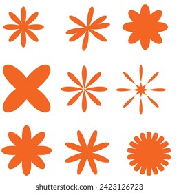 Yellow, gold, orange sparkles symbols vector. The set of original vector stars sparkle icon. Bright firework, decoration twinkle, shiny flash. Glowing light effect stars and bursts collection