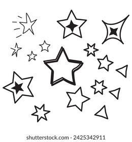  Yellow, gold, orange sparkles symbols vector. The set of original vector stars sparkle icon. Bright firework, decoration twinkle, shiny flash. Glowing light effect stars and bursts collection. Vector