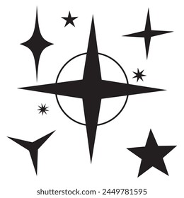 Yellow, gold, orange sparkles symbols vector. The set of original vector stars sparkle icon. Bright firework, decoration twinkle, shiny flash. Glowing light effect stars and bursts collection. Vector