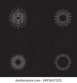 Yellow, gold, orange sparkles symbols vector. The set of original vector stars sparkle icon. Bright firework, decoration twinkle, shiny flash. Glowing light effect stars and bursts collection. Vector