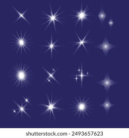 Yellow, gold, orange sparkles symbols vector. The set of original vector stars sparkle icon. Bright firework, decoration twinkle, shiny flash. Glowing light effect stars and bursts collection. Vector