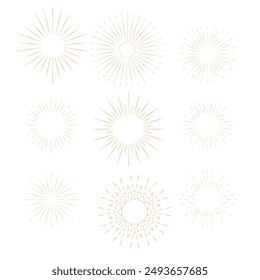Yellow, gold, orange sparkles symbols vector. The set of original vector stars sparkle icon. Bright firework, decoration twinkle, shiny flash. Glowing light effect stars and bursts collection. Vector
