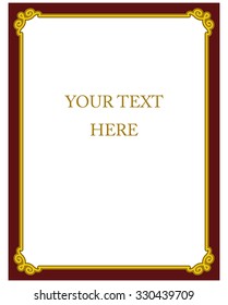 Yellow gold red border frame deco vector art simple line corner