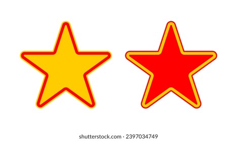Yellow gold and red star shape flat icons set illustration vector. Collection of Christmas stars sign isolated on white background.