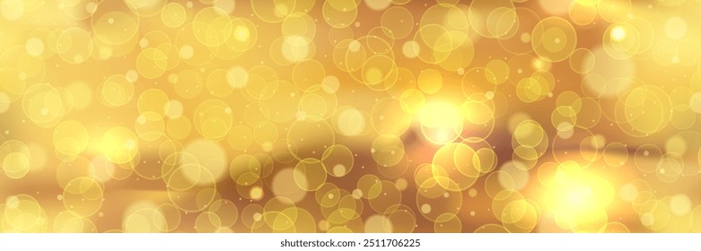 Yellow gold seamless gradient mesh bg with defocused bokeh and glow. Luxury sparkling champagne vector wallpaper. Festive background
