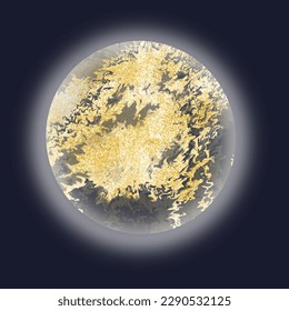 Yellow gold shining vector Earth in space for background or wallpaper