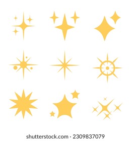 Yellow, Gold Star and Sparkle Icon Set
