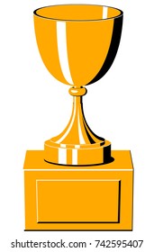 Yellow gold trophy vector icon