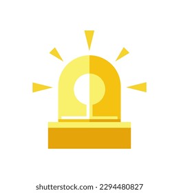 Yellow golden alarm siren emergency fighing light icon flat vector design