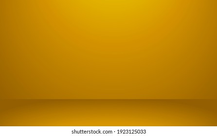 Yellow Golden Empty Room Studio Background Vector Illustration