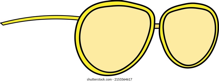 Yellow Golden Glasses. NFTs eyes traits variation for any character. Accessories  parts drawing illustration. Which can be used as accessories, traits, assets, could be placed on any face character.
