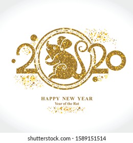 Yellow Golden Rat 2020 in the Chinese calendar. Beautiful New Year symbol of the year Rat.