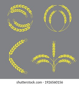 Yellow golden spikelets. Realistic vector illustration. Stock image. EPS 10.