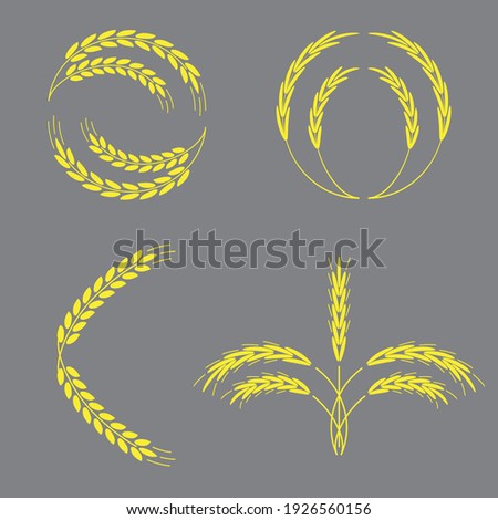 Yellow golden spikelets. Realistic vector illustration. Stock image. EPS 10.