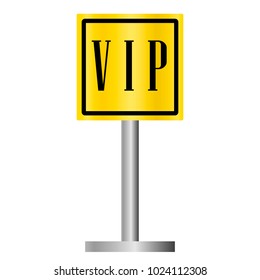 Yellow, golden square sign, inscription VIP, vector