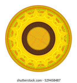 yellow or golden sunflower with circular patterns