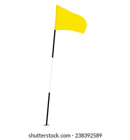 Yellow Golf Flag Isolated On White Vector, Sport Equipment