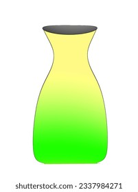yellow gradation green earthenware jar on white background