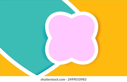 yellow gradient background, paper color. Abstract geometric design on Teal and Yellow Background. Modern Geometric Art with Pink Clover Shape. product display mockup. social post. Colorful Minimalist 