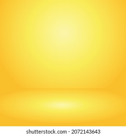 Yellow gradient background. Studio room concept, template mock up for display of content. Abstract glow backdrop wall display. Simple modern plain space for photo product. Vector EPS 10
