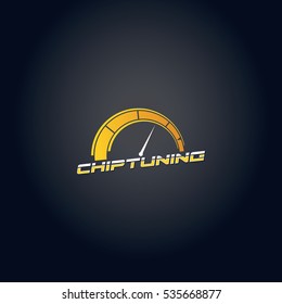 Yellow Gradient Car Chip Tuning Vector Logo Design