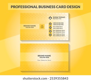 Yellow Gradient Color Business Card Design. Simple Light Color Business Card Design. Modern Two Side Visiting Card Design.