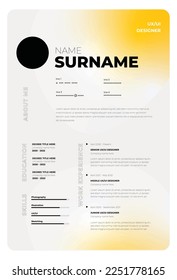 Yellow Gradient CV Resume Template 
