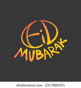 Yellow gradient Eid Mubarak custom hand draw lettering design. Eid al adha design. Eid Mubarak typography design.