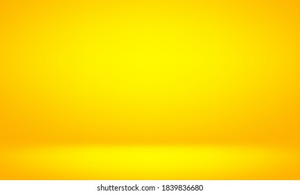 Yellow gradient empty room Background with Soft light or Spotlight on top, Colorful Background, Product showcase backdrop.