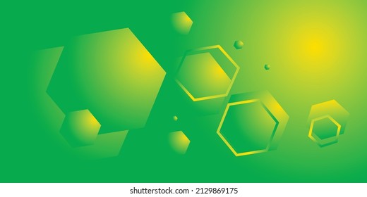 yellow gradient green background, hexagon pattern vector, you can use for wallpapers, banners, templates and other needs