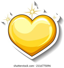 A yellow gradient heart cartoon sticker illustration