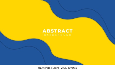 Yellow gradient horizontal illustration with blue two abstract wavy shapes for design, wallpaper, background, layout, brochures, posters, banners, templates