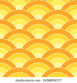 Yellow gradient Japanese wave pattern background. Japanese seamless pattern vector. Waves background illustration. for clothing, wrapping paper, backdrop, background, gift card.