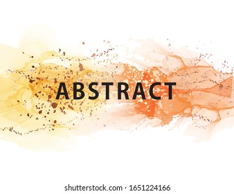 Yellow gradient orange Color ink Splash series. Alcohol ink vector background design of fractal liquid paint and gold rich imagination 
 texture, creativity and art, interior design.