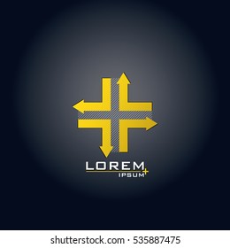 Yellow gradient plus design with arrows 