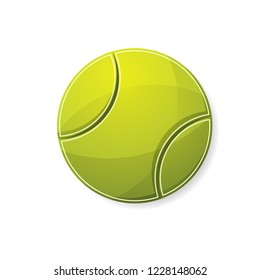 Yellow gradient tennis ball with shadow isolated on white background