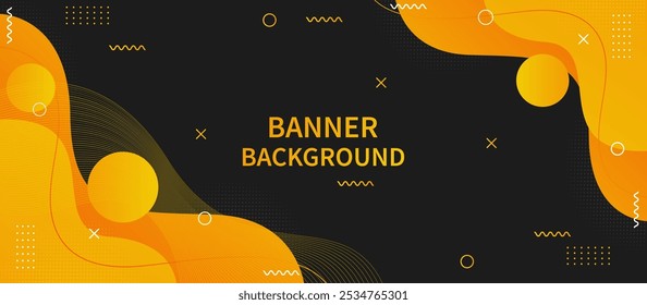 Yellow gradient wave fluid background. Creative banner design with wave shapes and lines for template