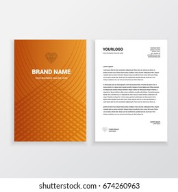 Yellow gradient and wavy lines Elegant letterhead design template mockup