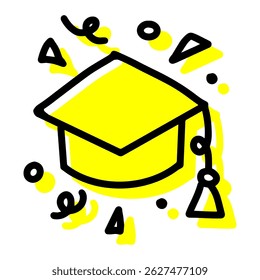 Yellow Graduation Celebration Cap Illustration