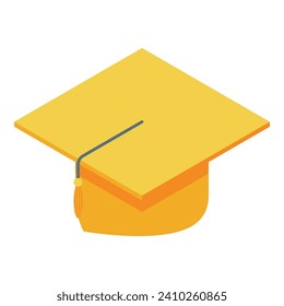 Yellow graduation hat icon isometric vector. Diploma cap. University school