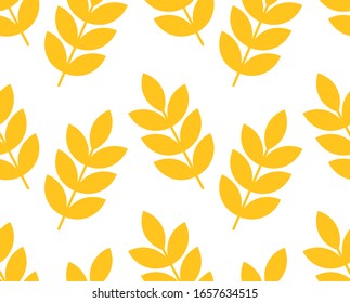 Yellow grain pattern. Branches staggered background. Vector illustration