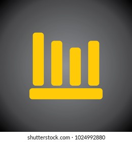 Yellow Graph icon on black background.