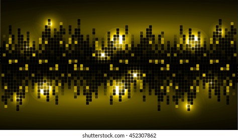 yellow Graphic Equalizer Display, Sound wave, pixel