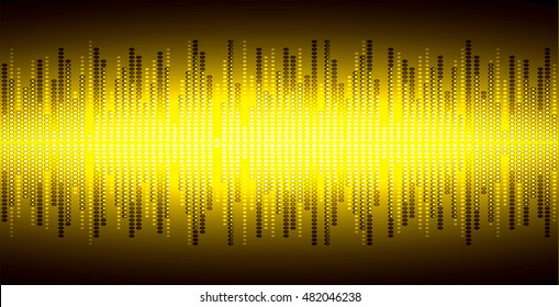 yellow Graphic Equalizer Display, Sound wave, pixel