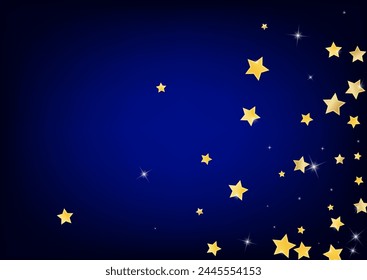 Estrellas Gráficas Amarillas Vector Fondo Azul. Caída de Fondo de pantalla Chispeante. Diseño de polvo. Fondo de lluvia de la Galaxia Dorada.