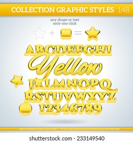 Yellow Graphic Styles for Design. Graphic styles can be use for decor, text, title, cards, events, posters, icons, logo and other. 