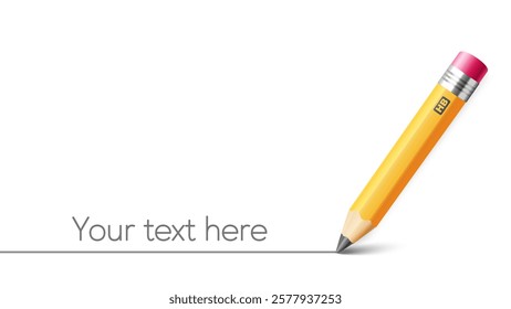 Yellow graphite pencil with line stroke for your text design. Vector EPS 10
